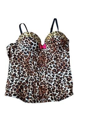 Y2K leopard print corset top with gold studs size small